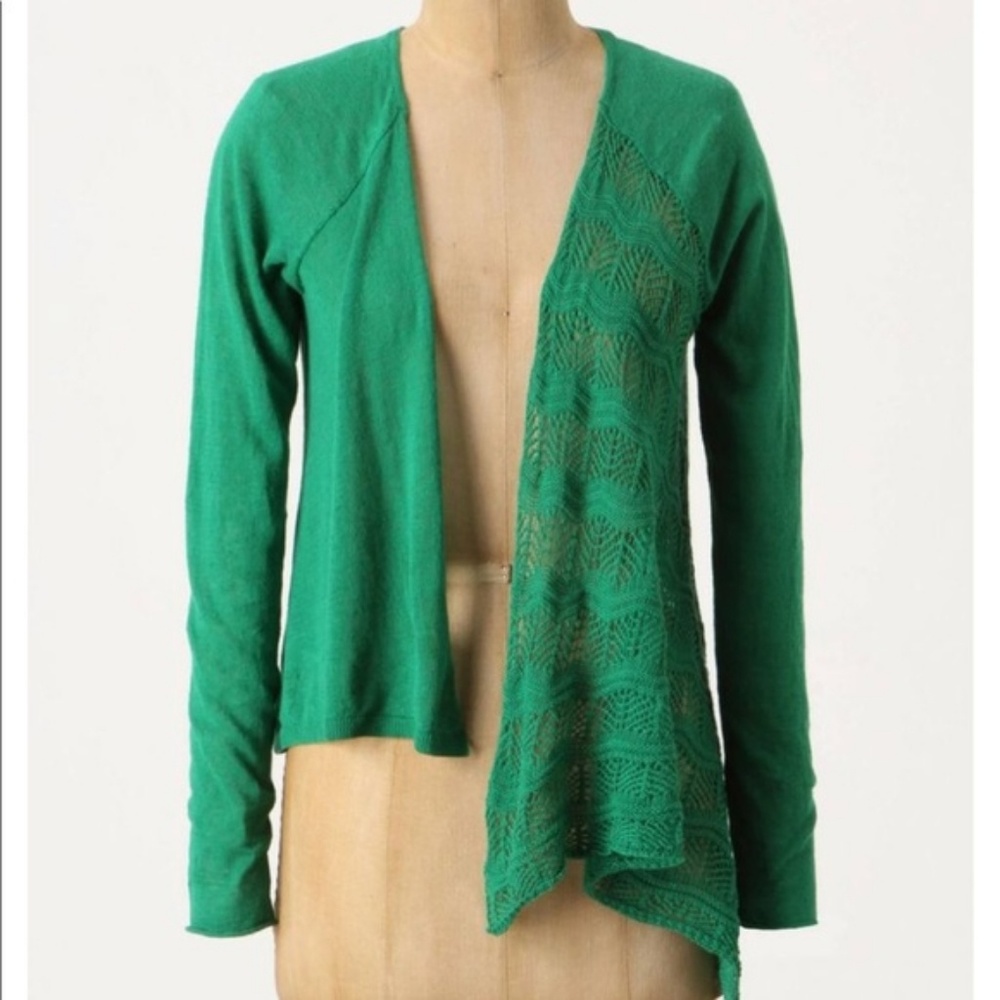 Anthropologie knitted and knotted green cardigan